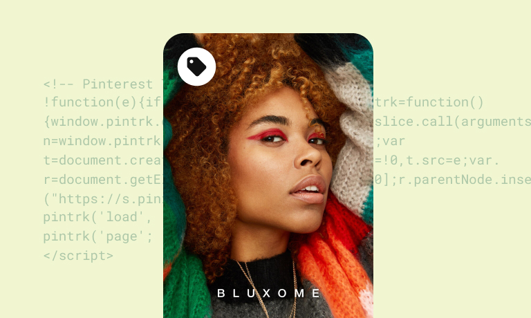 A woman in red eyeshadow appears in a shoppable Pin 