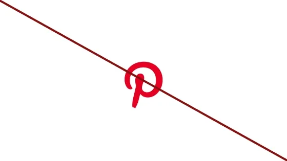 Strike-through of a white Pinterest logo without circle on white background