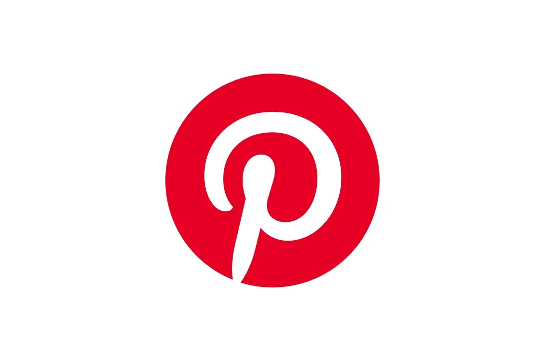 Red Pinterest logo centered on a white background.