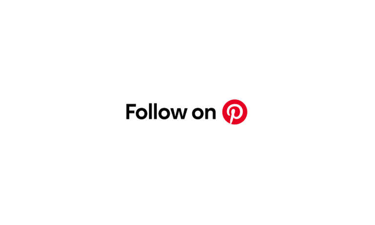 The words "Follow on" and a white Pinterest logo circled in red against a white background