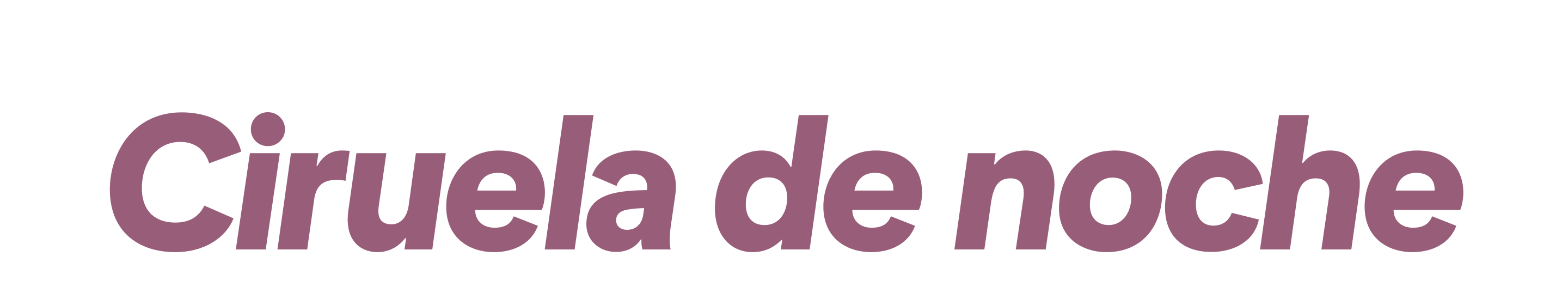 Las palabras “Ciruela de noche” aparecen en negrita y fuente de color morado oscuro. 