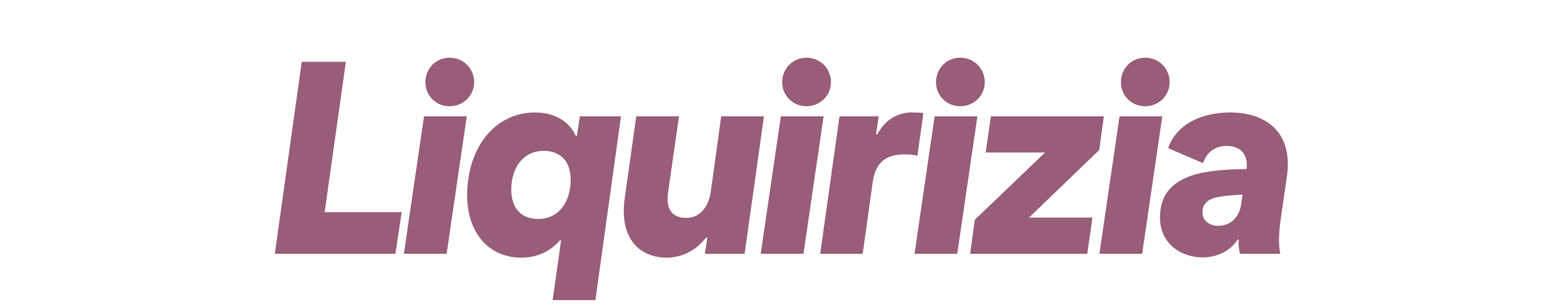 La parola "Liquirizia" in un font viola scuro in grassetto. 