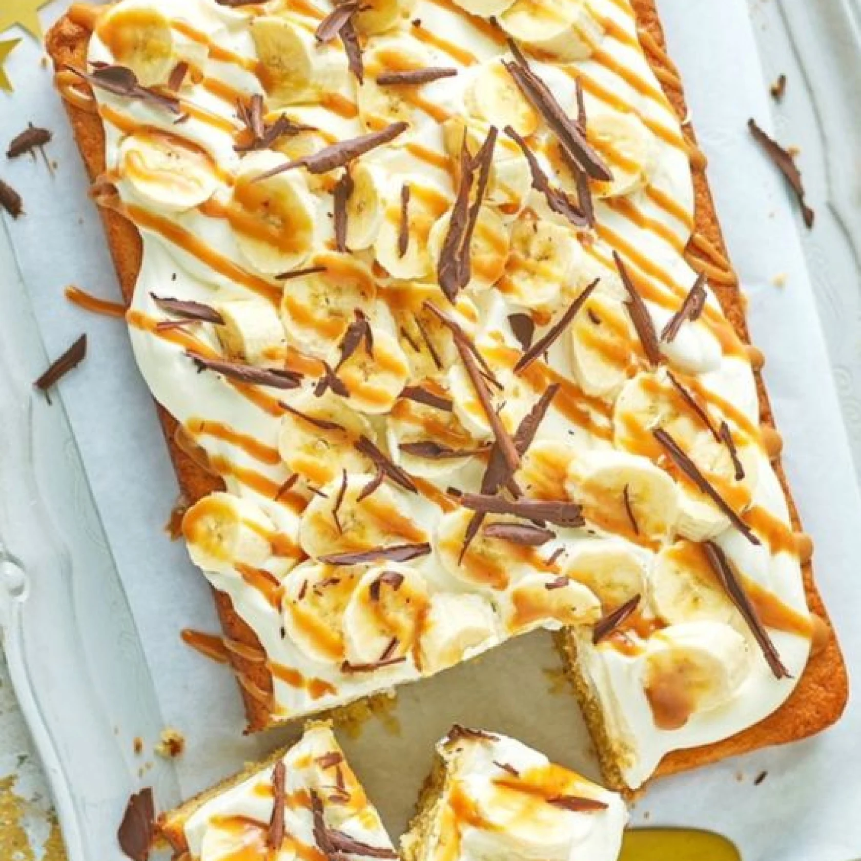 Banoffee pie with a slice missing 