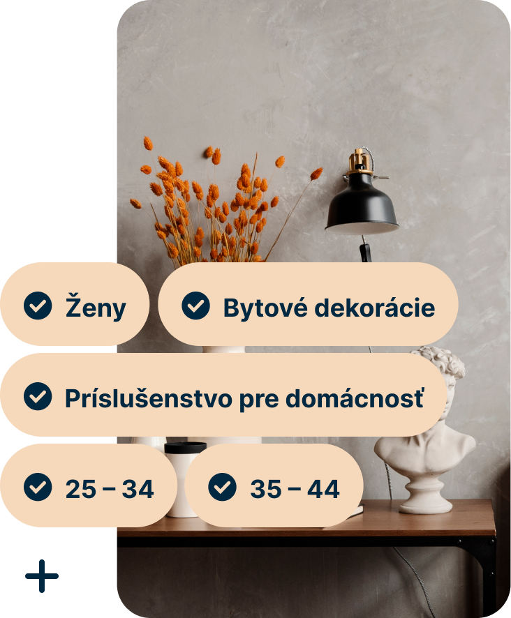 A Pin showing a desk with a vase of orange flowers, a black lamp and a bust of Michelangelo’s David with the search terms Women, Home decor, Home accessories, 25 to 34 and 35 to 44