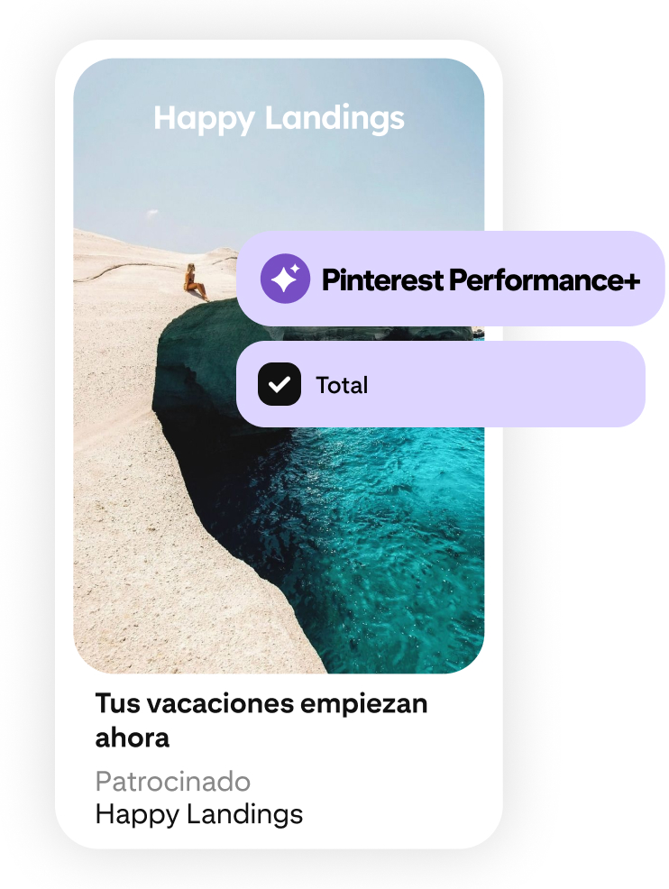 Un anuncio de viajes en el que se muestra una imagen de una costa rocosa con aguas azules cristalinas bajo un cielo soleado