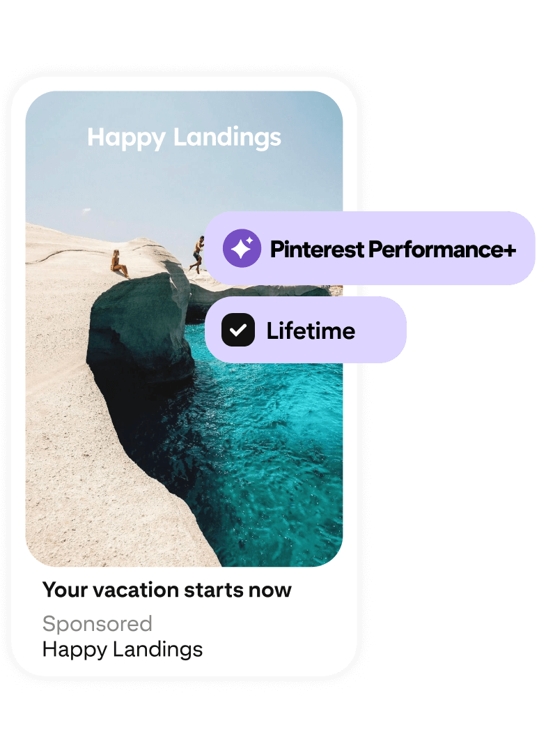 Reklama turystyczna prezentująca obraz skalistego wybrzeża z krystalicznie czystą niebieską wodą pod słonecznym niebem