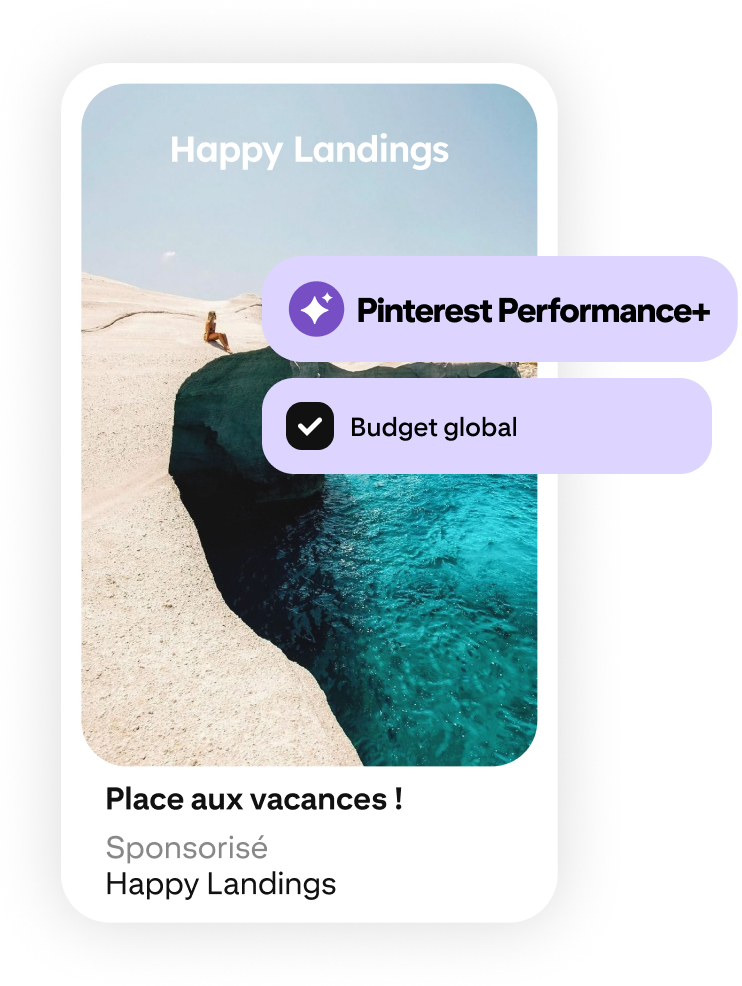 Une annonce voyage présente une image d’une côte rocheuse avec une eau bleue cristalline sous un ciel ensoleillé
