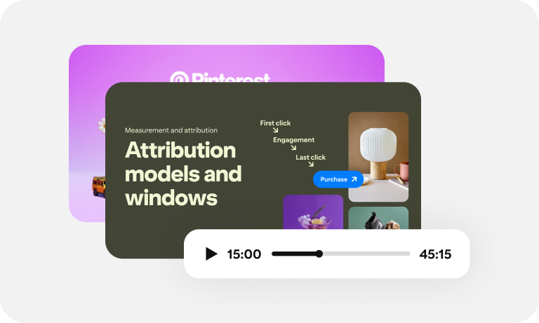 A thumbnail for an “Attribution models and windows” webinar with a scrubber showing 15 minutes of it have been played.