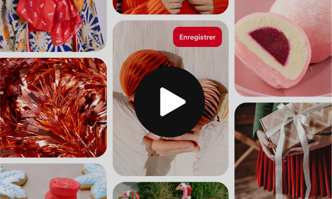 Clip vidéo d’une page Pinterest sur le thème des fêtes de fin d’année montrant de la nourriture et des décorations