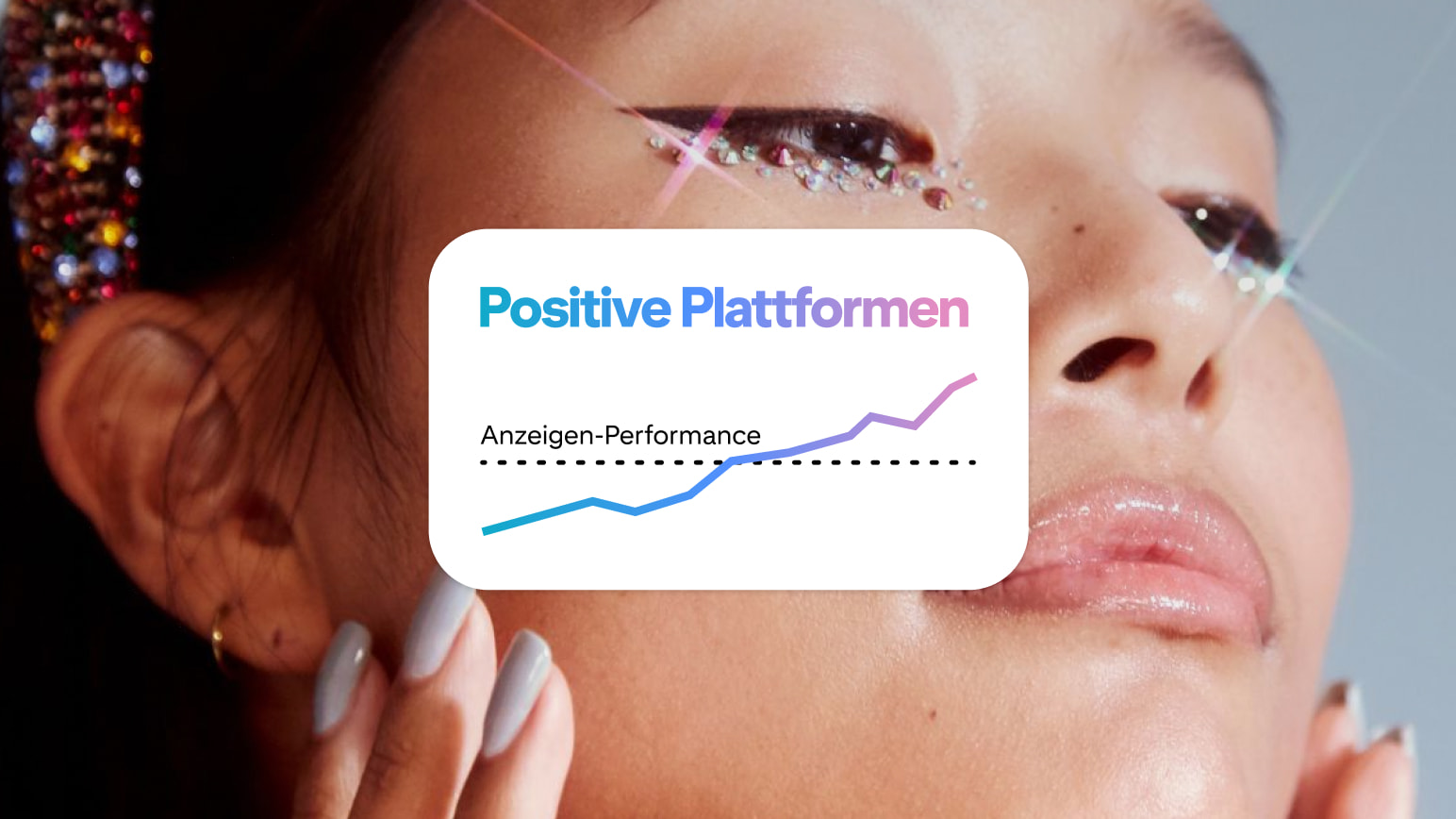 Ein Liniendiagramm zeigt steigende Anzeigenperformance auf positiven Plattformen.
