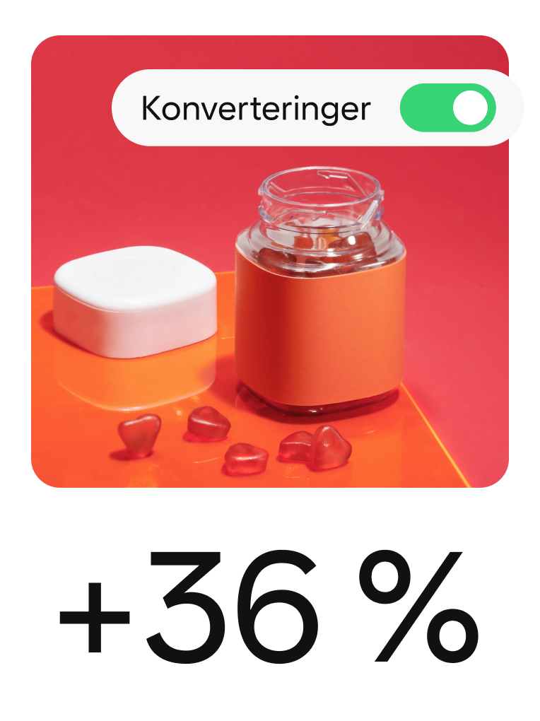 Pin, der viser vitaminer, med elementer, der indikerer en konverteringskampagne.