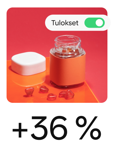 Vitamiineja esittelevä Pin, jossa on tuloskampanjaan viittaavia elementtejä.
