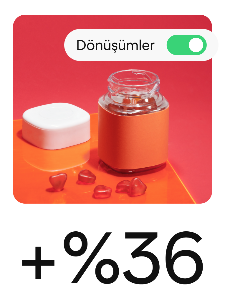 Pinde , dönüşümler için bir kampanya öneren unsurlarla birlikte vitaminler gösteriliyor.