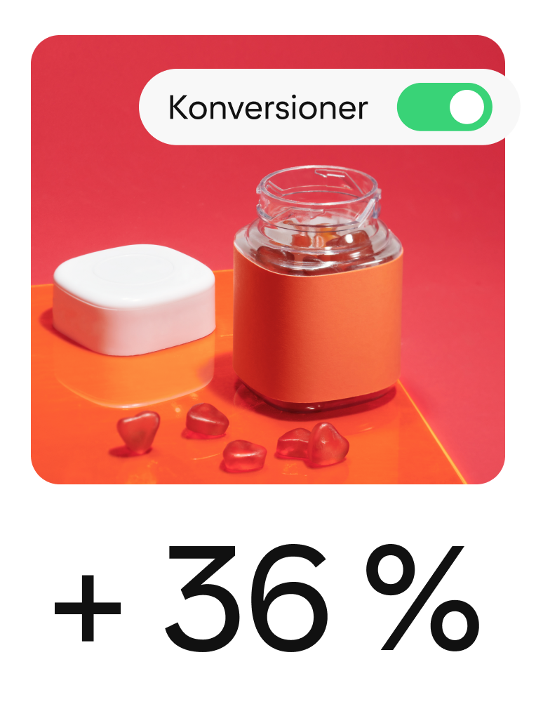 En pin som visar vitaminer, med element som tyder på en kampanj för konversioner.