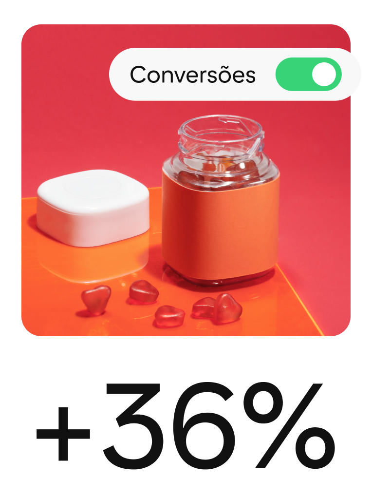 O Pin apresenta vitaminas, com elementos que sugerem uma campanha de conversões.