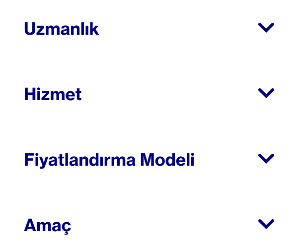 Çalışacağınız Pinterest Partner'ları nasıl seçeceğinizi gösteren sözcükler: uzmanlık, hizmet, fiyatlandırma modeli ve hedef