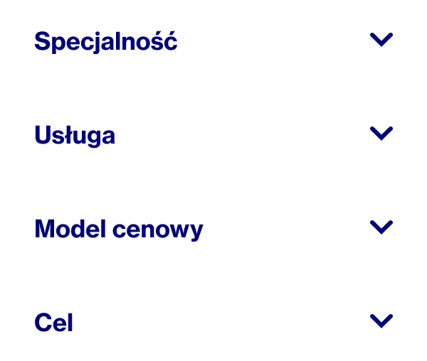 Słowa, które pokazują, w jaki sposób wybierasz Pinterest Partner do współpracy: specjalizacja, usługa, model cenowy i cel