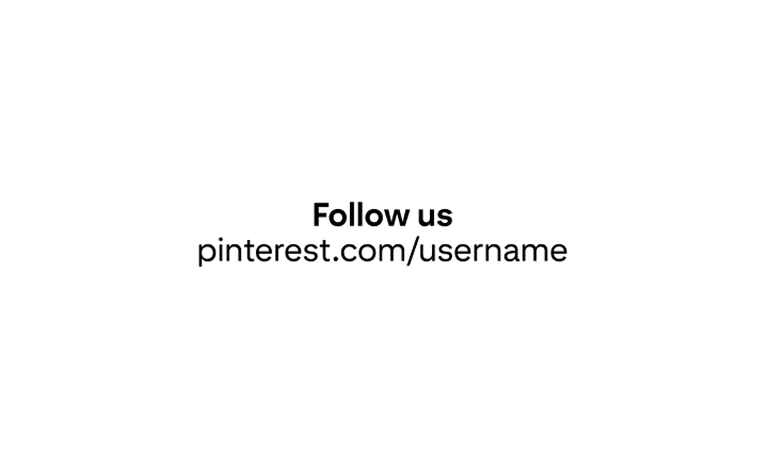 A sample account URL and Pinterest CTA centered on a white background