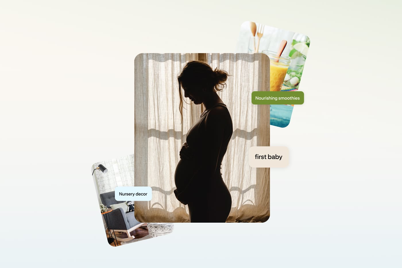 Pinterest searches for life moments including first baby, nursery decor and healthy pregnancy recipes