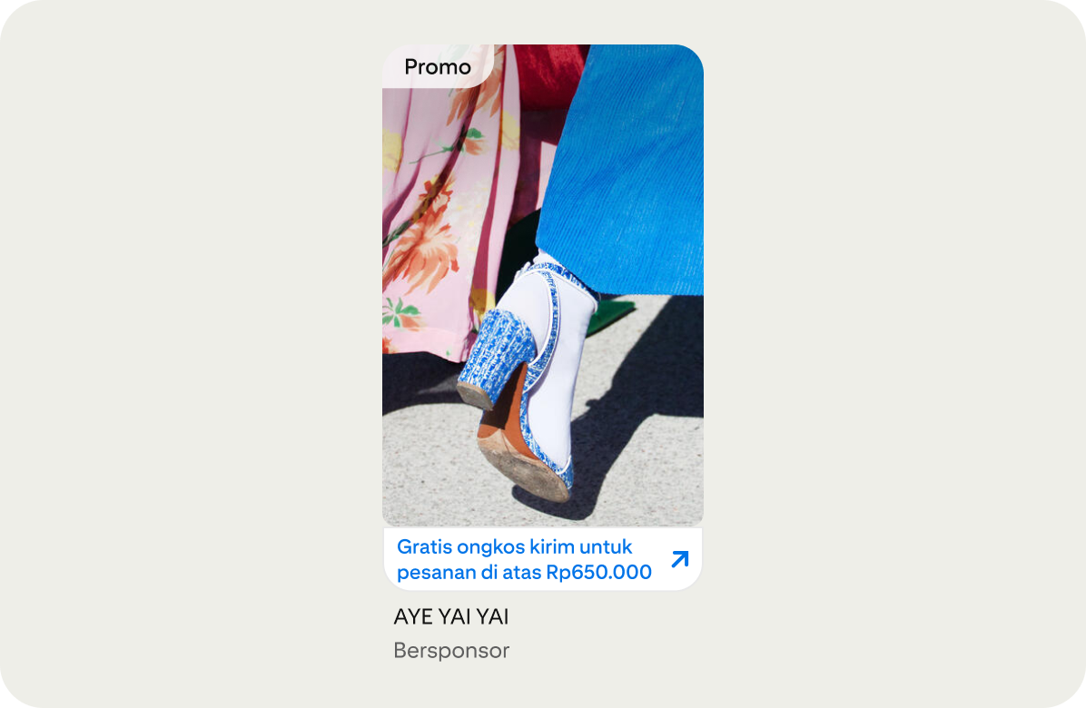 Pin produk sandal hak tinggi menunjukkan penawaran gratis ongkir untuk pembelian di atas Rp650.000.