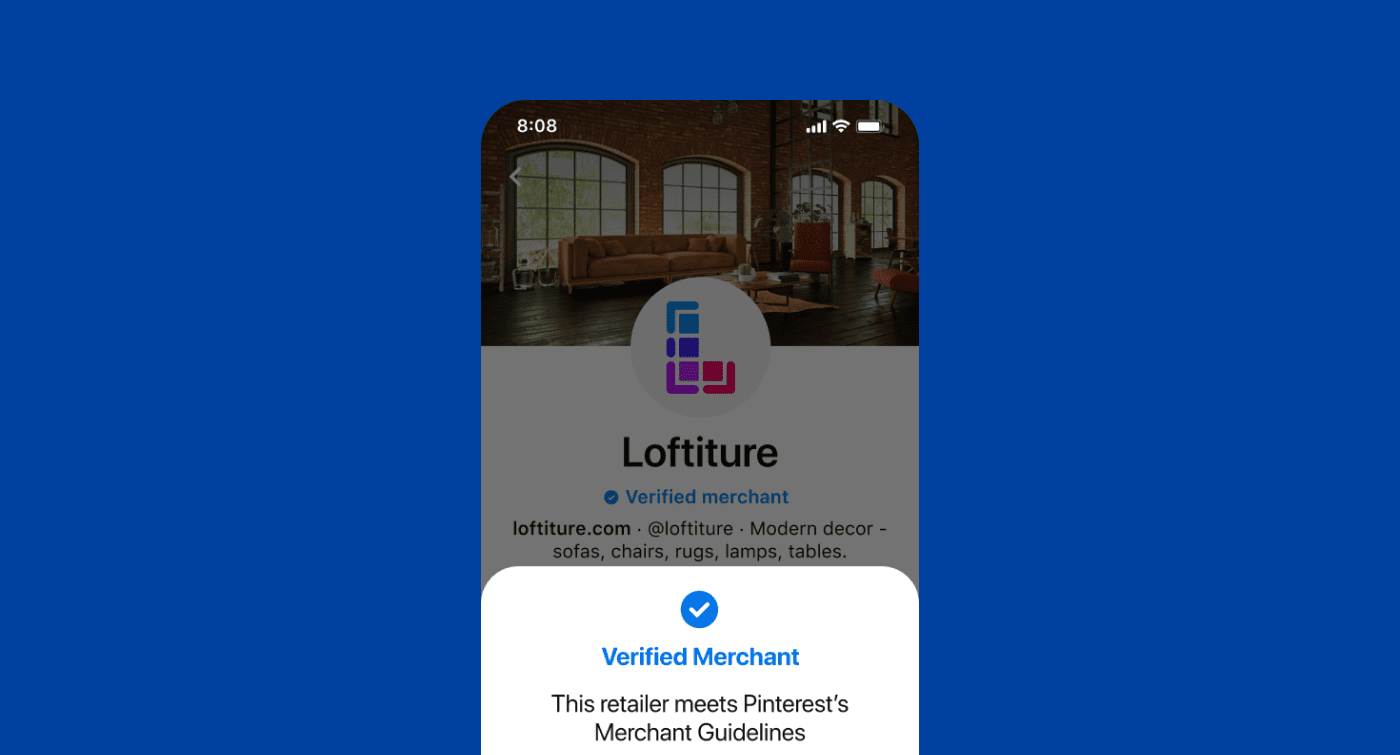 Pin on a blue background for a brand called Bluxome, featuring a light pink scarf draped across a white chair and including values-based badges: eco-friendly, inclusive and invested in good