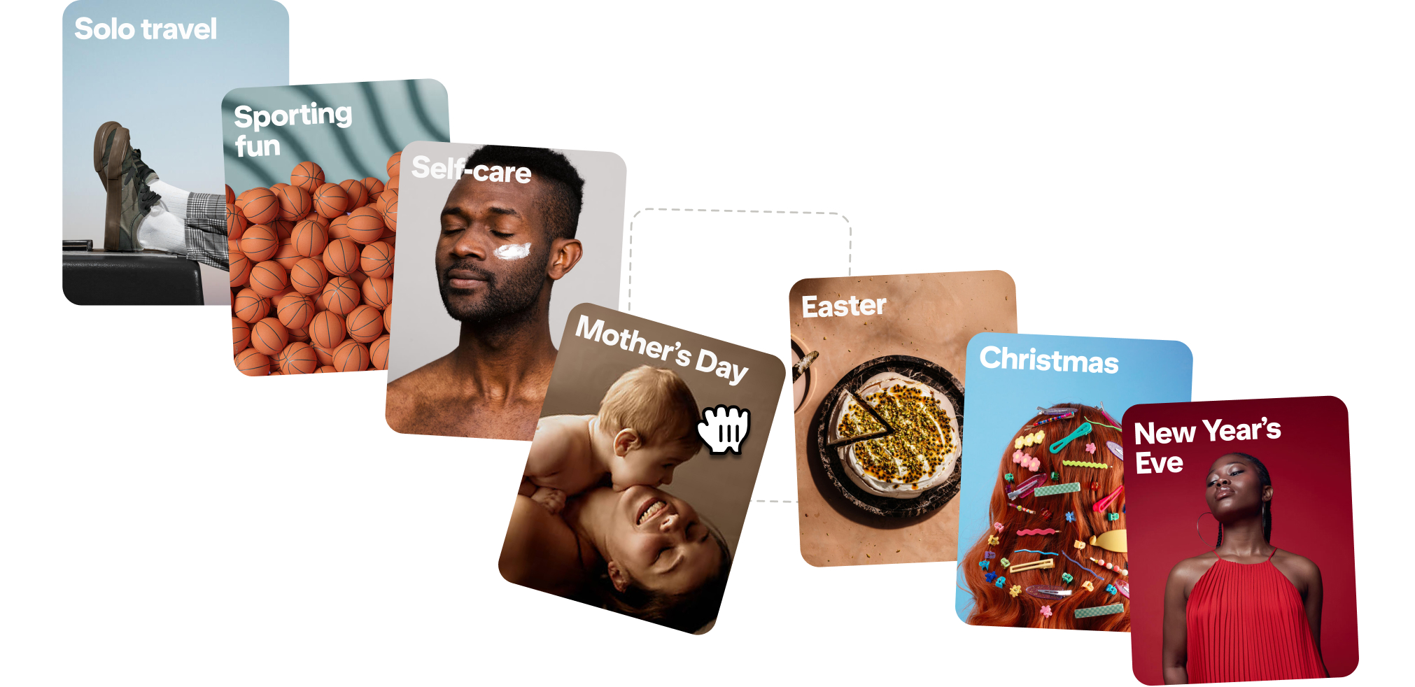 A series of images depicts planning for different types of moments throughout the year.