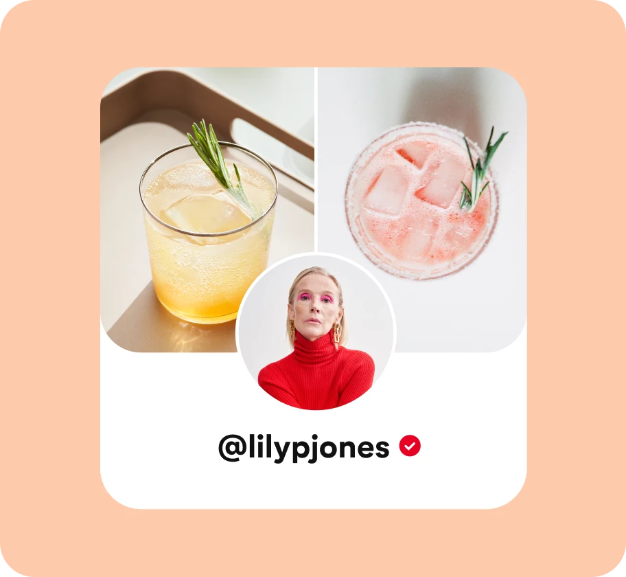 A thumbnail of a profile from a white woman who is saving cocktail ideas