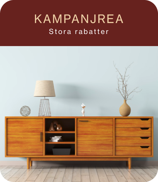 Pin av förvaringsskåp i midcentury modern stil med dekorativa lampor och en vas, med orden Flash Sale och stora rabatter