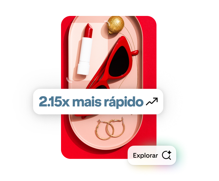 Pin mostra um homem usando um gorro azul e fones de ouvido brancos. As palavras "2.15x vezes mais rápido" e "Explorar" também aparecem sobrepostas. 