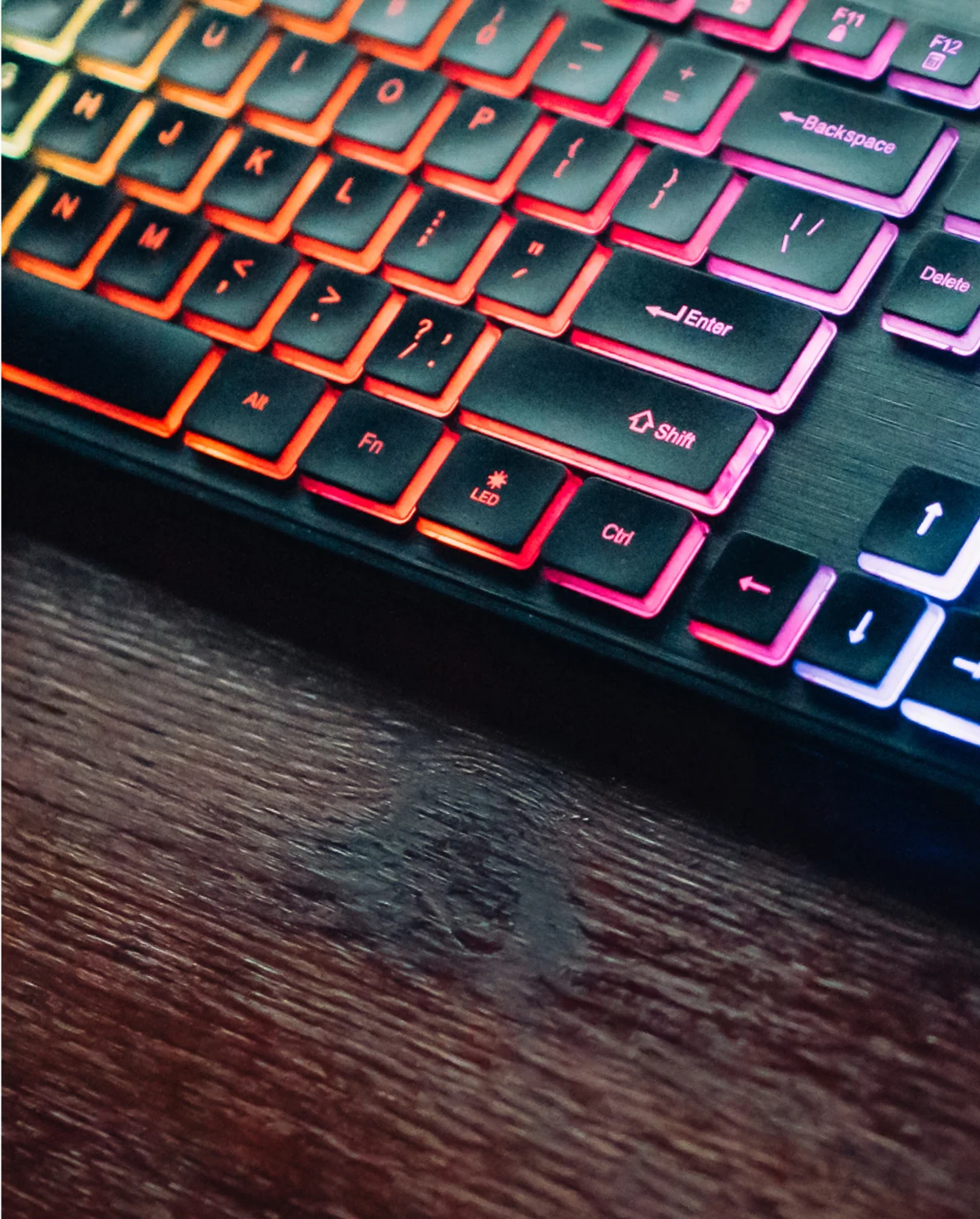 Keyboard that lights up with rainbow colors