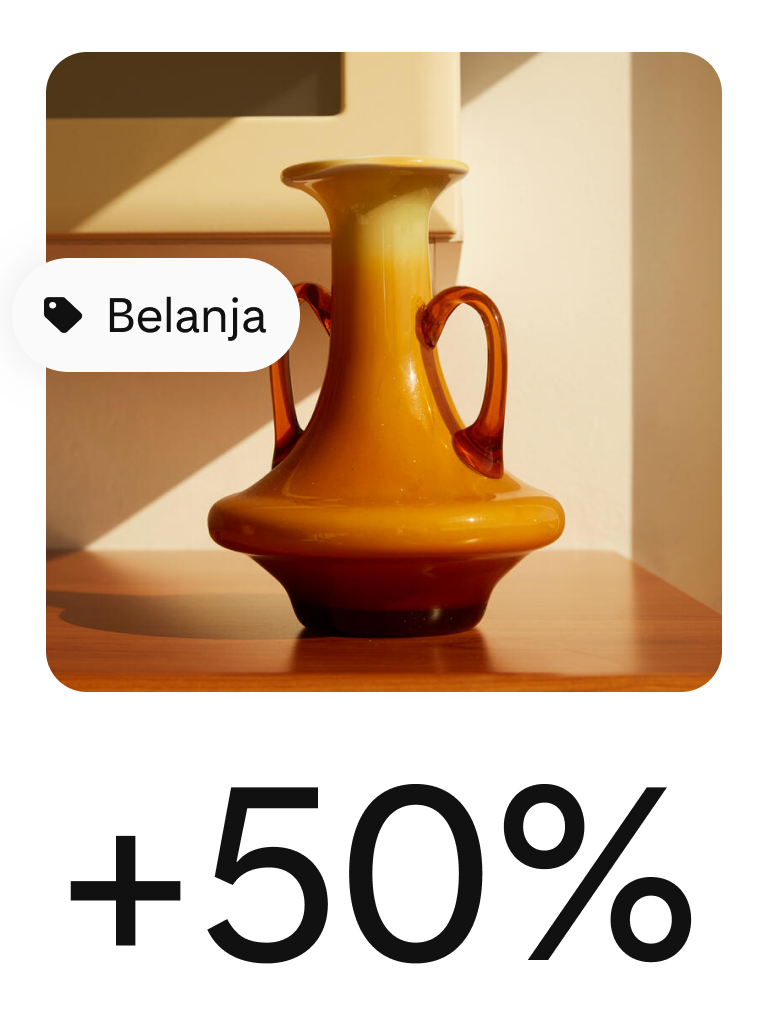 Pin dengan produk untuk jug cokelat, dengan ikon untuk menunjukkan bahwa kamu bisa membelinya.