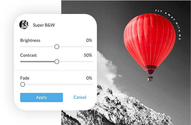 Red hot air balloon color splash with super black and white effect applied in PicMonkey. 