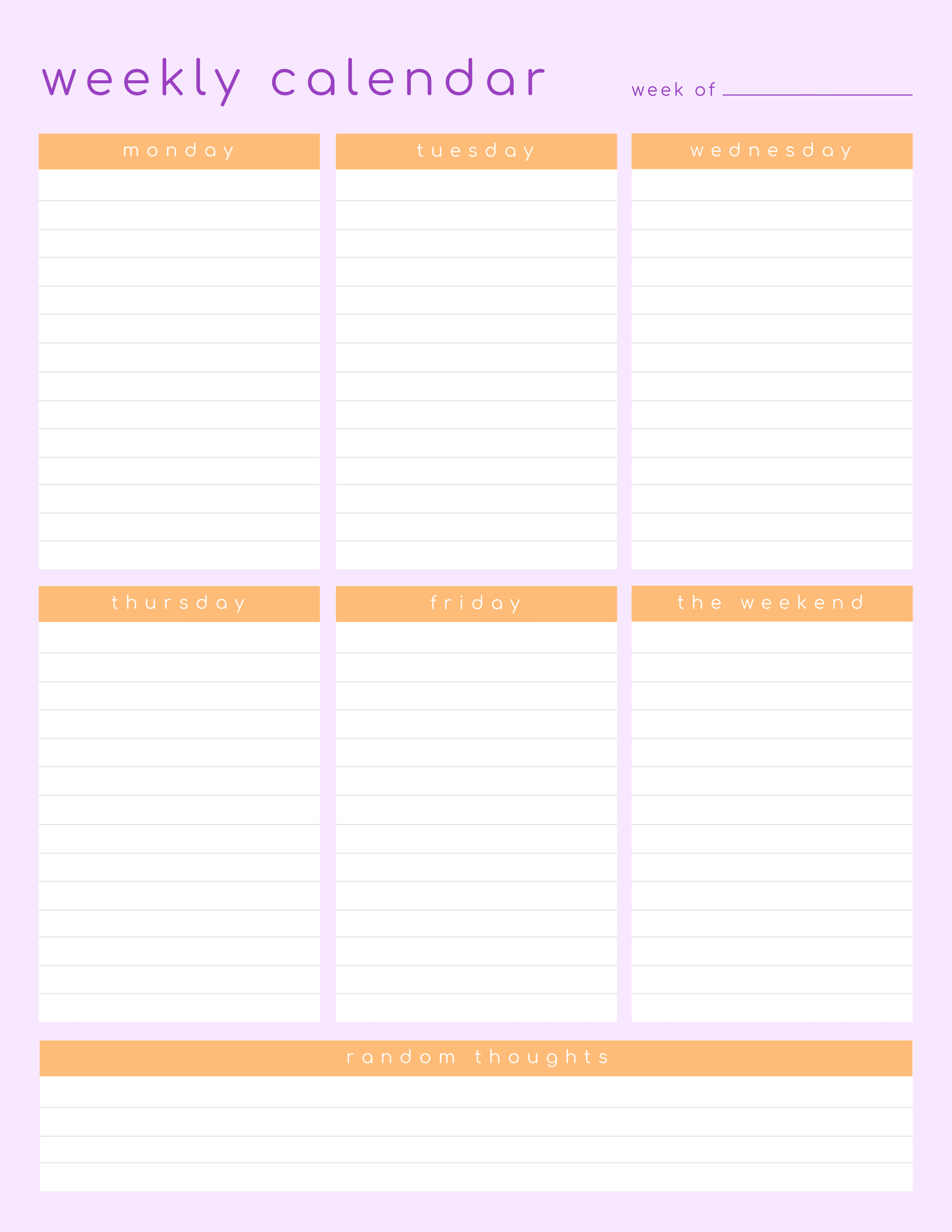 Weekly schedule maker template
