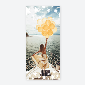 girl with ballons on boat