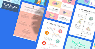 Infographic templates against blue background.