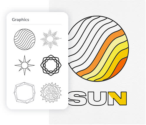Printable coloring page of spherical graphic and text, "SUN," made in PicMonkey. Partially colored with orange, green, red, and yellow.