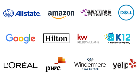 Logos de marcas que confían en PicMonkey: Allstate, Amazon, Anytime Fitness, Dell, Google, Hilton, Keller Williams, K12, L'Oréal, pwc, Windermere, Yelp.
