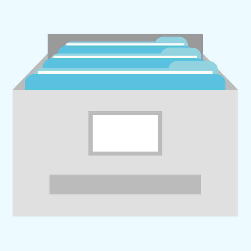 Open file drawer graphic. 