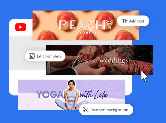 YouTube channel art design for yoga brand, wedding company, and tutorial channel designed in PicMonkey
