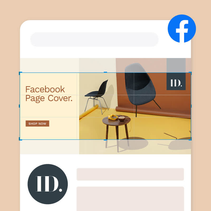 Facebook page cover example, showing how a banner is sized when uploaded to Facebook.