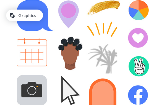 A variety of graphics, symbols, and icons available for use in PicMonkey. 