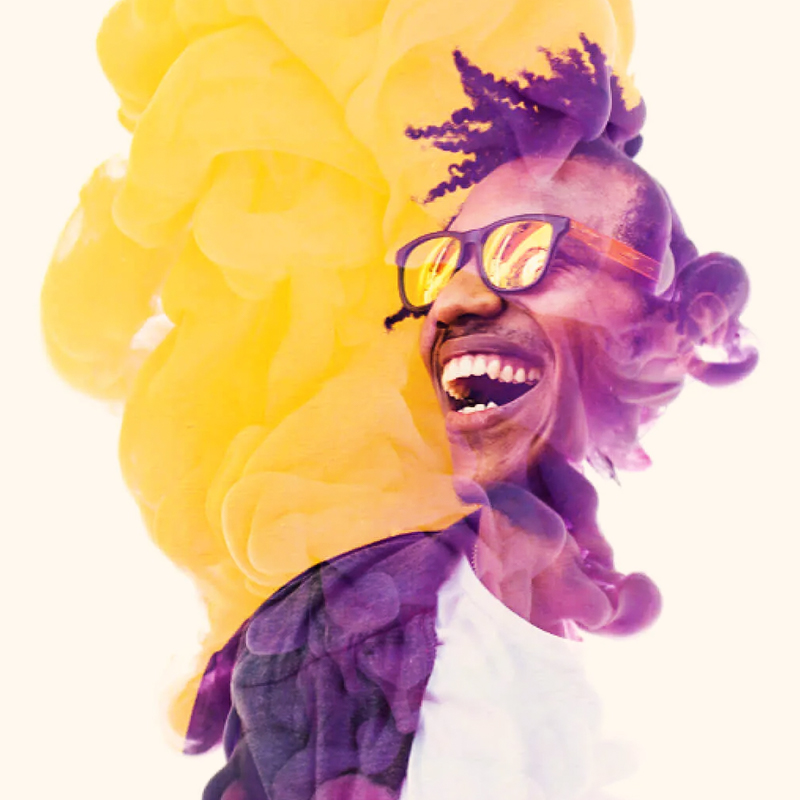 two photos layered for a double exposure effect