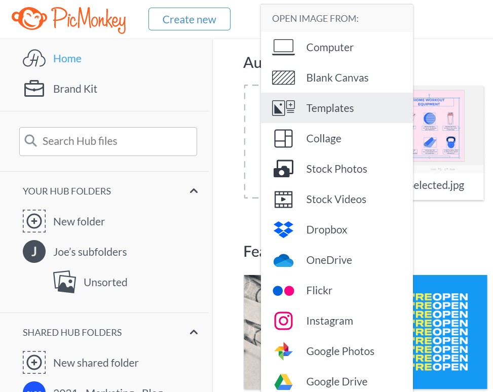 How to Open Choose a PicMonkey Template PicMonkey Help and Support