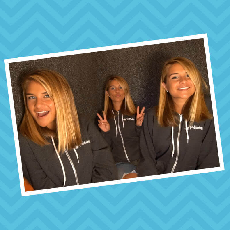 Multiplicity photography: woman cloned three times via photo editing. 