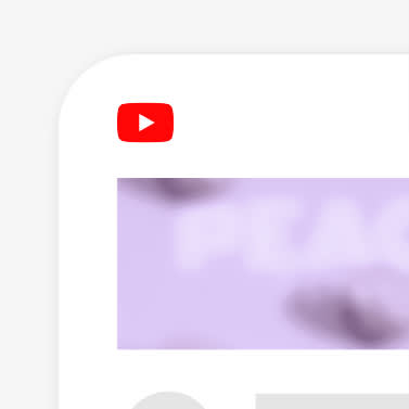 Close up on position of purple YouTube banner on a mockup profile. 
