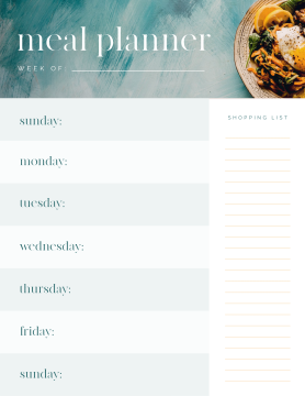 Weekly schedule maker template for meal planning
