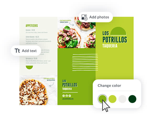 Green Modern Taqueria trifold menu designed in PicMonkey