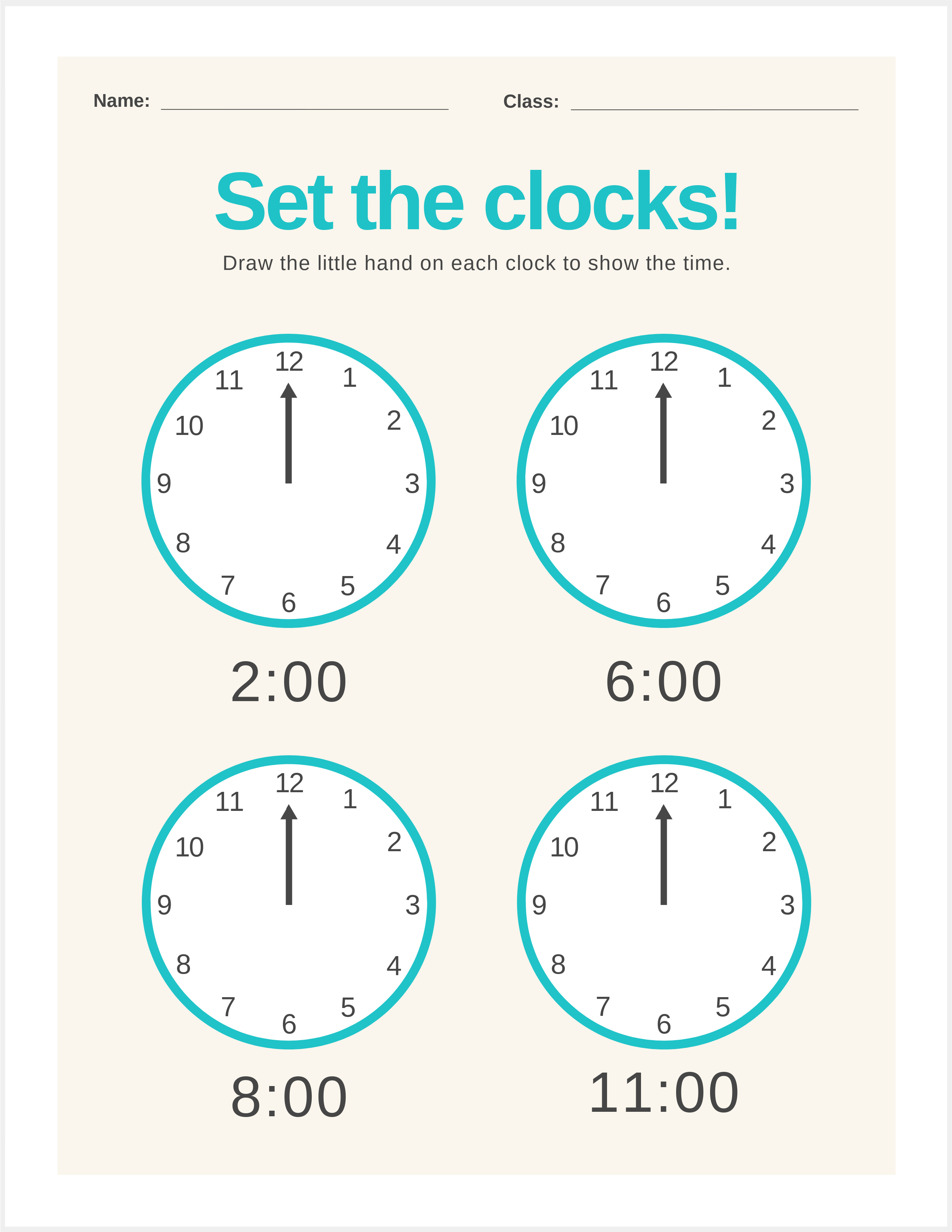 Telling time worksheet maker template at PicMonkey