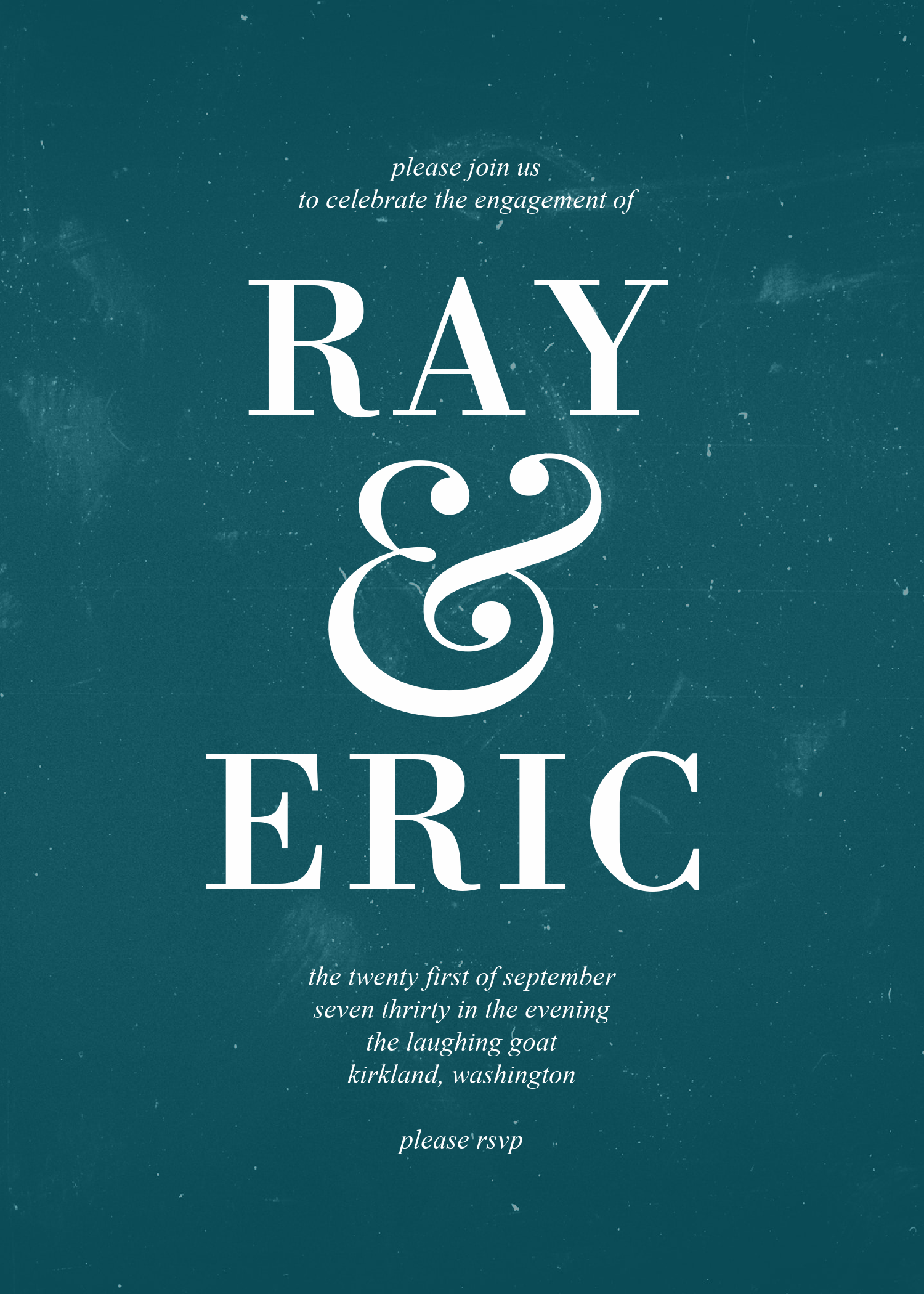 Solid colored wedding announcement template with white text at PicMonkey