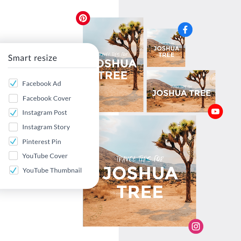 PicMonkey's Smart Resize tool outputs images in multiple sizes